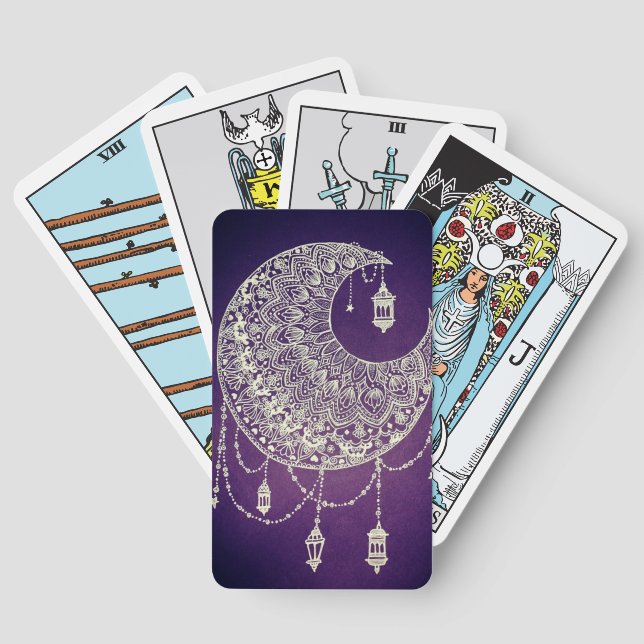 Witchy Lace Moon auf Lila Spielkarten (Rückseite)
