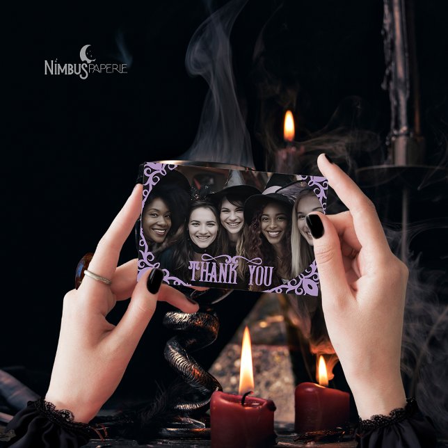 Witchy Lavender Halloween Photo Thank You Card Dankeskarte (Von Creator hochgeladen)