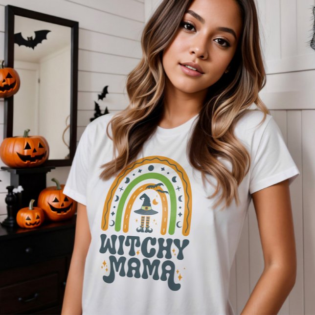Witchy Mama Mom Mother Rainbow Groovy Halloween  T-Shirt (Witchy Mama Mom Mother Rainbow Groovy Halloween T-Shirt)