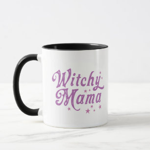 Witchy Mama Stars Lila weißes Halloween Tasse