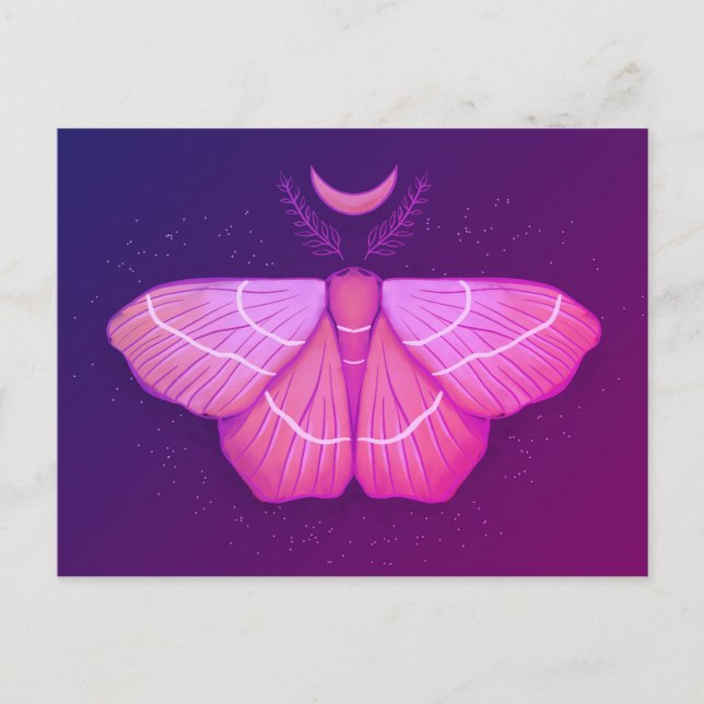 Witchy Moth - Lila Magie der Schmetterlingsfantasi Postkarte (Vorderseite)