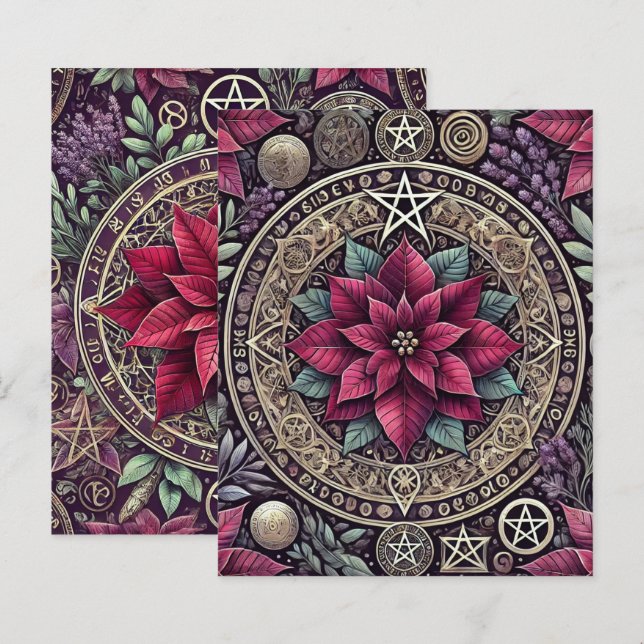 Witchy Poinsettia Mandala Floral Scrapbook Paper (Vorne/Hinten)