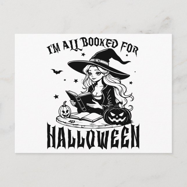 Witchy Reads: Ich bin zu Halloween gebucht Postkarte (Vorderseite)