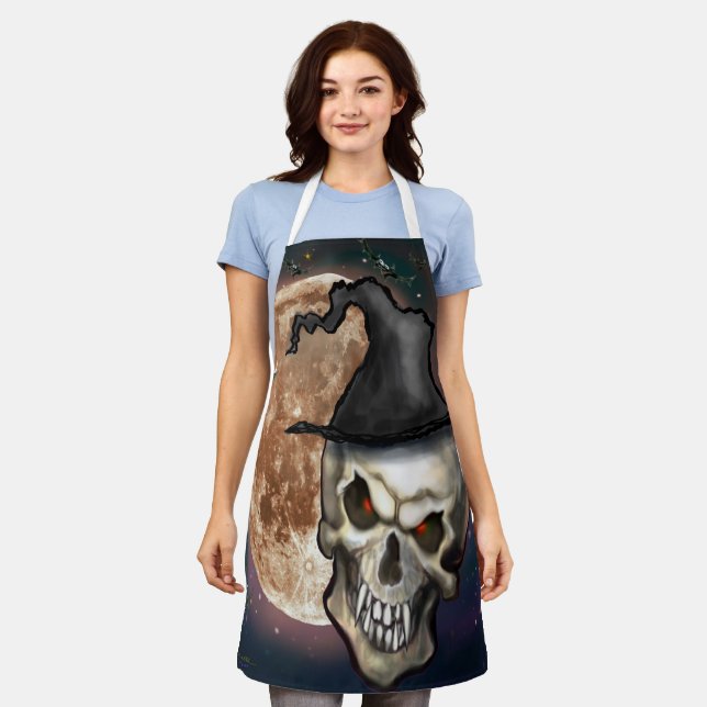Witchy Skull Halloween-Schürze Schürze (Getragen)