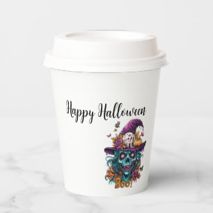 Witchy Skull "Happy Halloween" Reiseumarmung Pappbecher