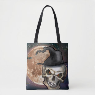 Witchy Skull Hat Tote Bag Tasche
