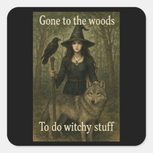 Witchy Stuff Woodland Hexenkleber Quadratischer Aufkleber