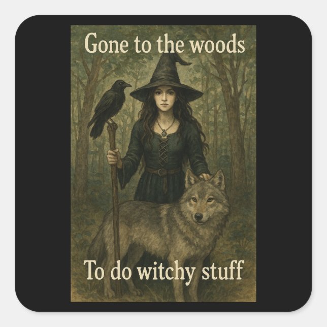 Witchy Stuff Woodland Hexenkleber Quadratischer Aufkleber (Vorderseite)