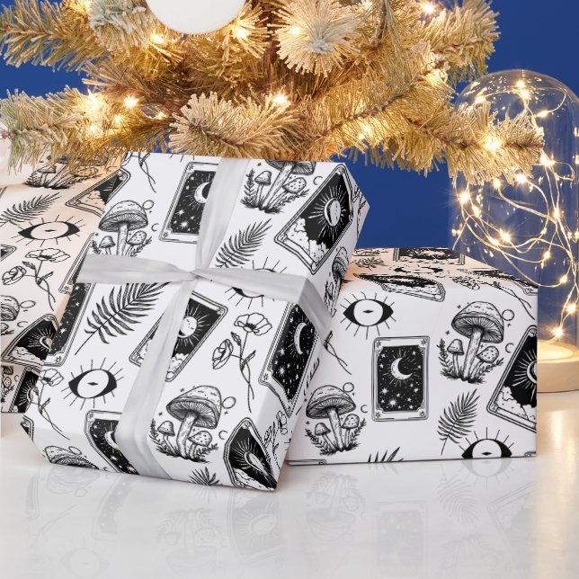 Witchy Tarot Botanischer Pilz Geschenkpapier (Feiertage)