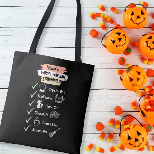 Witchy Tote Bag Essentials | Magic Witchcraft Tasche (Witchy Tote Bag Essentials Quote Halloween Tote Bag)