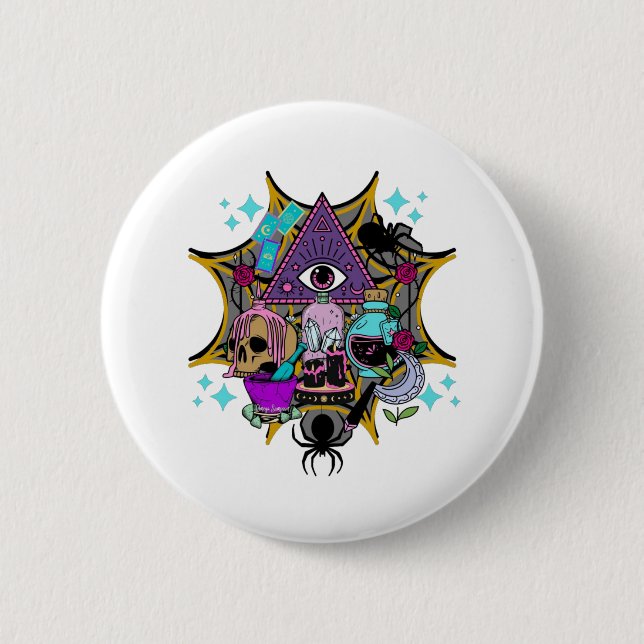 Witchy Vibes and Spiders Button (Vorderseite)