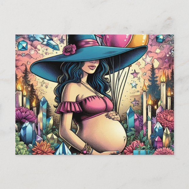 Witchy Vibes Baby Shower Einladungspostkarte (Vorderseite)