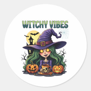 Witchy Vibes mit Pumpkins und Tränen Runder Aufkleber