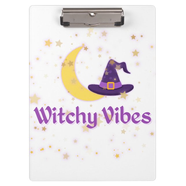Witchy Vibes Moon & Hat Klemmbrett (Vorderseite)