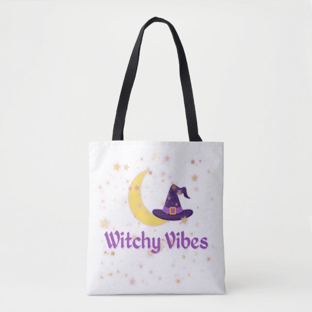 Witchy Vibes Moon & Hat Tasche (Vorderseite)