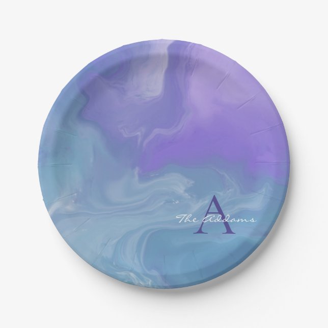 Witchy Watercolor, Lila und Aquamariner Individuel Pappteller (Vorderseite)