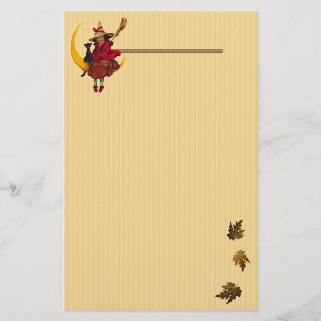 Witchy Woman and Black Cat Briefpapier (Vorderseite)