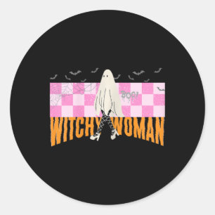 Witchy Woman Funny Halloween Kostüm Spooky Femini Runder Aufkleber