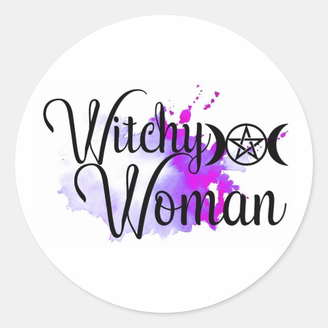 Witchy Woman Watercolor Runder Aufkleber (Vorderseite)