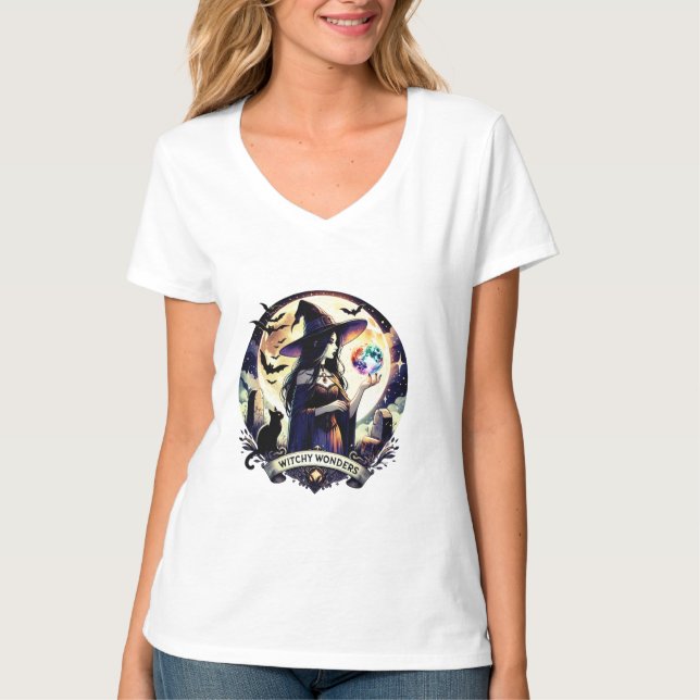 "Witchy Wonders" Halloween Crystal Ball Shirt (Vorderseite)