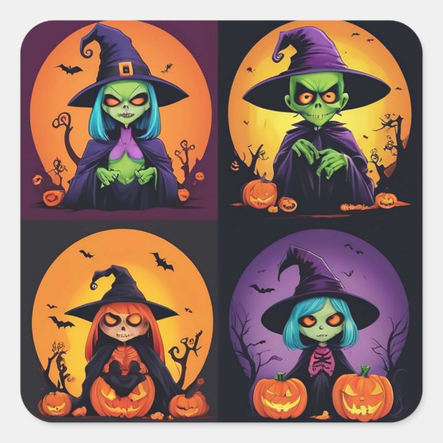 Witchy Wonders Quadratischer Aufkleber (Vorderseite)