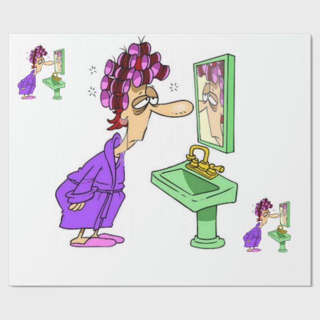 Wite roller lady verpackt glänzendes Papier Geschenkpapier (Flach)