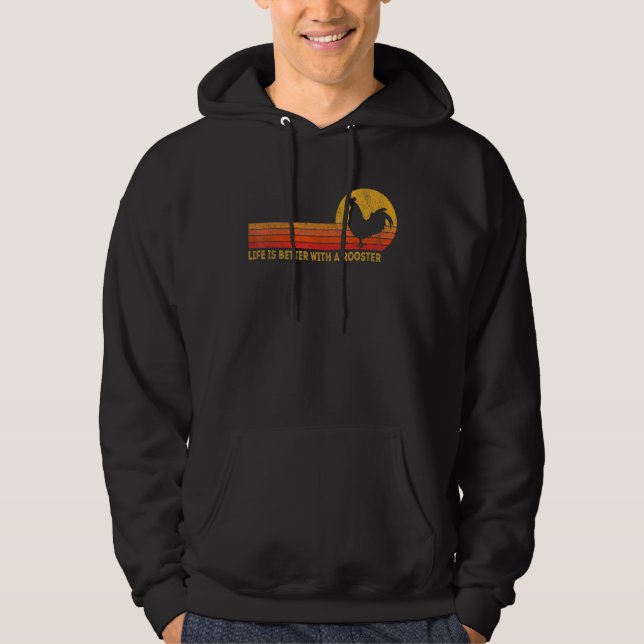 With A Rooster  Rooster Retro Hoodie (Vorderseite)