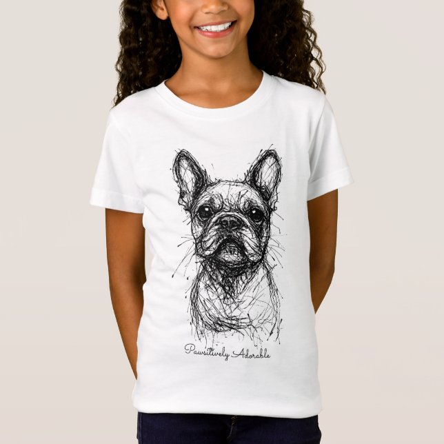 🐶With custom text, Frenchie Scribble Charm  T-Shirt (Vorderseite)