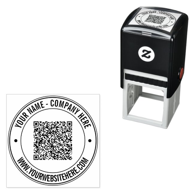 With Custom Text Your QR Code Round Stamp Example Permastempel (Beispiel)