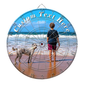 With Dog Photo Dart Board Personalized Text Dartscheibe