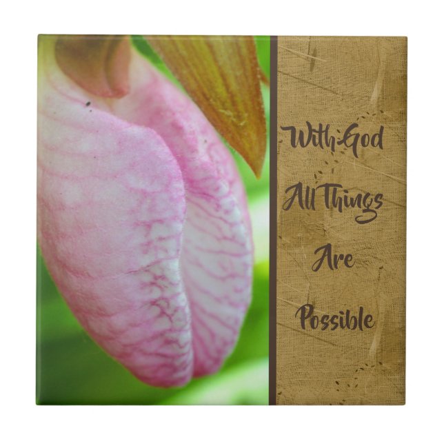 With God All Things Possible Inspirational  Fliese (Vorderseite)
