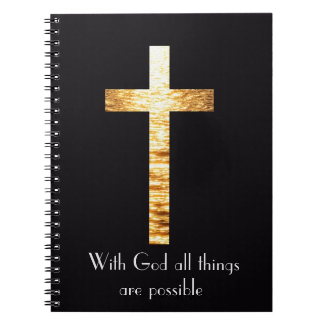 With God Gold Cross Spiral Journal Notebook Notizblock (Vorderseite)