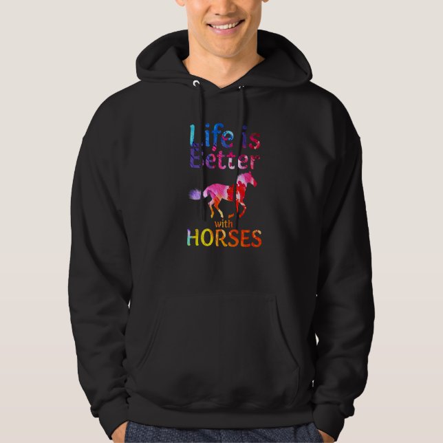 With Horses Cute Horseback Riding Horse Hoodie (Vorderseite)