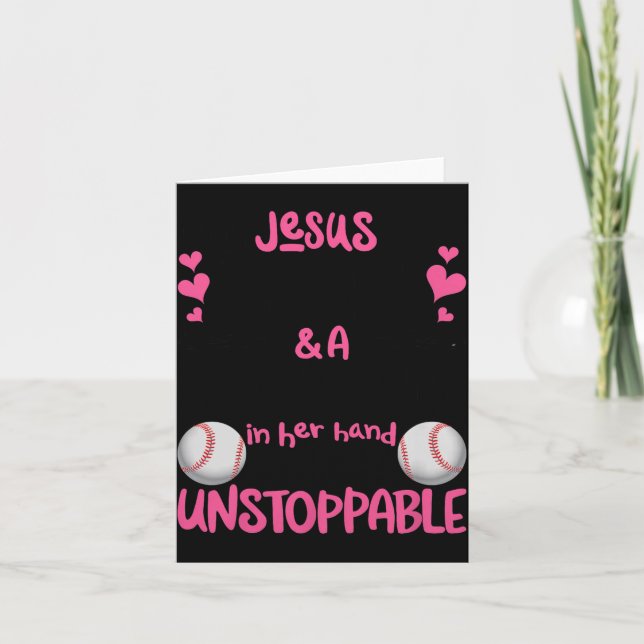 With Jesus In Her Heart And A Softball She Is Unst Karte (Vorderseite)