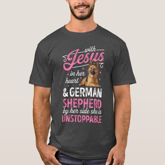 With Jesus In Her Heart And German Shepherd shirt  (Vorderseite)