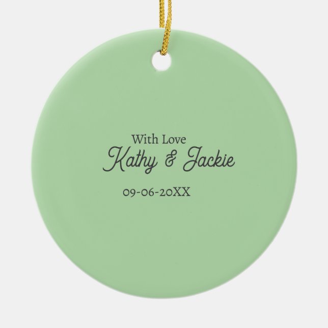 With love add couple name wedding simple minimal  keramik ornament (Vorne)