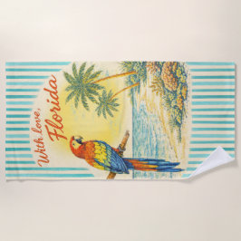 With Love Florida Parrot Beach Towel Strandtuch