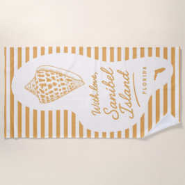 With Love Sanibel Island Junonia Beach Towel Strandtuch