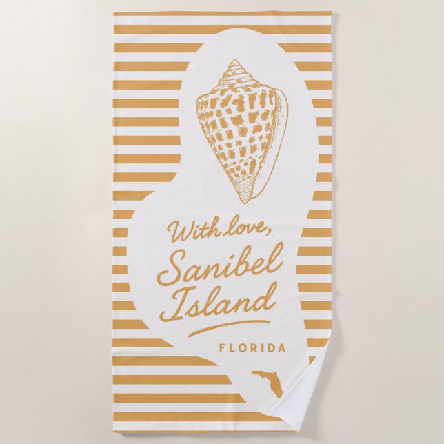 With Love Sanibel Island Junonia Beach Towel Strandtuch (Vorderseite)