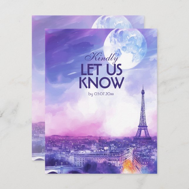 With menu Amour Éternel RSVP Card  (Vorne/Hinten)