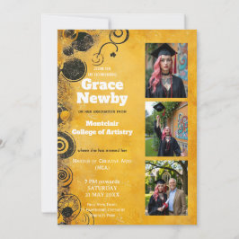 🎓With QR Artistic Flourish Graduation Einladung