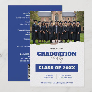 With QR code Class Year Photo Grad Party Invite Einladung