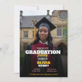 🎓With QR code Modern Grad Party Einladung