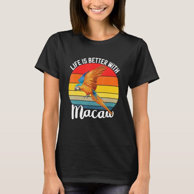 With Scarlet Macaw Colourful Parrot Bird T-Shirt (Vorderseite)