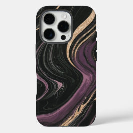 Witterungsfluss | Dunkle Marmorverkleidung und gol iPhone 16 Pro Hülle