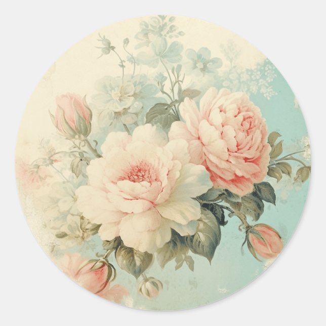 Witterungsgewitterter Glamour, rosa und blaues Sha Runder Aufkleber (Vorderseite)