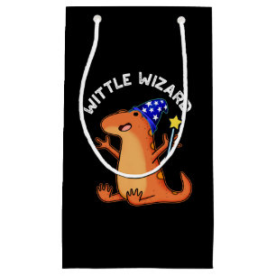 Wittle Wizard Funny Lizard Pun Dark BG Kleine Geschenktüte