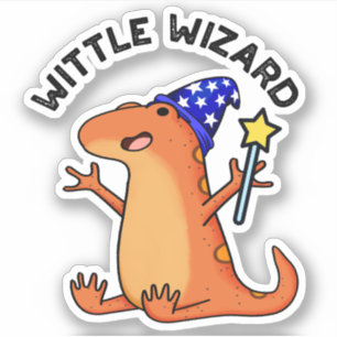Wittle Wizard Funny Lizard Puns Aufkleber