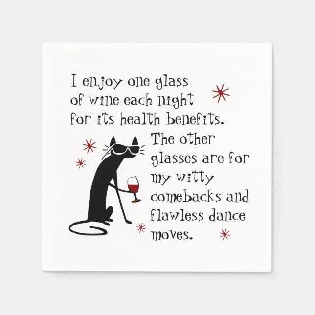Witty Comebacks Weine Zitat Black Cat Serviette (Vorderseite)