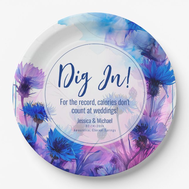 💍 Witty Cornflowers und Lavender Elegance Pappteller (Vorderseite)